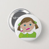 Badge Rond 5 Cm Dents de brossage de fille (Devant & derrière)