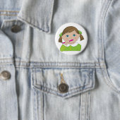 Badge Rond 5 Cm Dents de brossage de fille (En situation)
