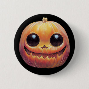 Badge Rond 5 Cm Déplaisant Mare Face Citrouille Halloween