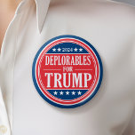 Badge Rond 5 Cm Déplorables pour Donald Trump - 2024<br><div class="desc">Un dessin drôle qui dit à chacun que vous êtes un déplorable pour Trump. Un plan de campagne pour le ticket républicain à l'élection présidentielle de 2024. Les couleurs sont le rouge traditionnel,  le blanc et le bleu.</div>