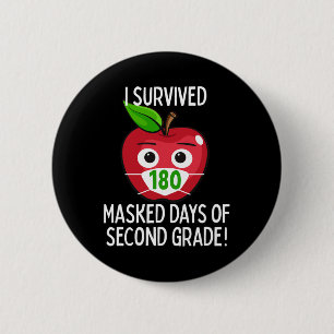 Badge Rond 5 Cm Dernier Jour De L'École 180 Jours Masqués De Deuxi