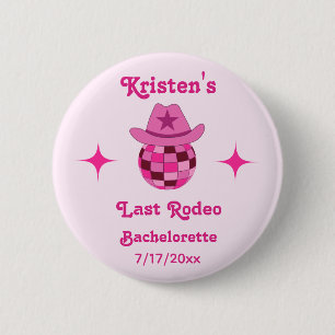 Badge Rond 5 Cm Dernier Rodéo Pink Disco Cowgirl Enterrement de Vi