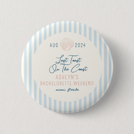Badge Rond 5 Cm Dernier toast sur la côte Bachelorette rond bouton (Devant)