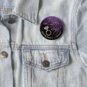 Badge Rond 5 Cm Dernière Fling Bachelorette Party violet (En situation)