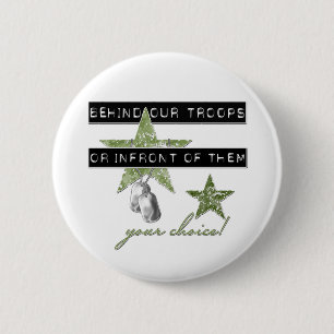 Badge Rond 5 Cm Derrière nos troupes ou devant elles