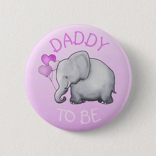 Badge Rond 5 Cm Des ballons roses mignons Baby shower éléphant pap (Devant)
