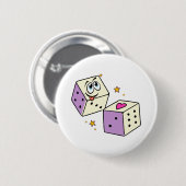 Badge Rond 5 Cm Dés Chanceux (Devant & derrière)