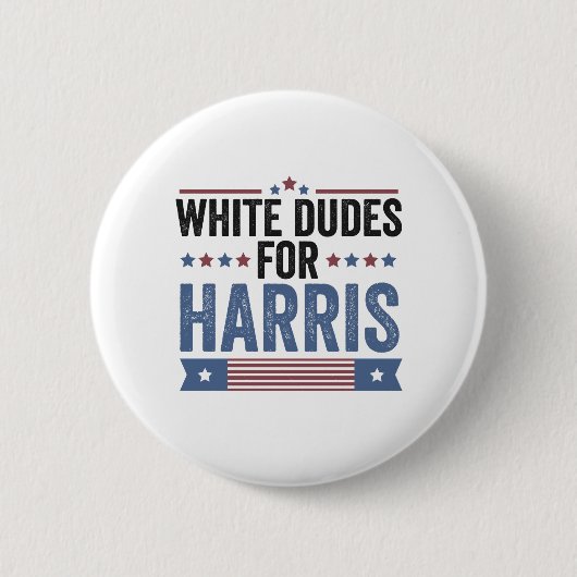 Badge Rond 5 Cm Des Mecs Blancs Pour Harris Appuient Le Président (Devant)