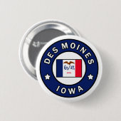 Badge Rond 5 Cm Des Moines Iowa (Devant & derrière)