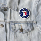 Badge Rond 5 Cm Des Moines Iowa (En situation)