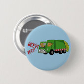 Badge Rond 5 Cm Des ours conduisant un camion-poubelle (Devant & derrière)