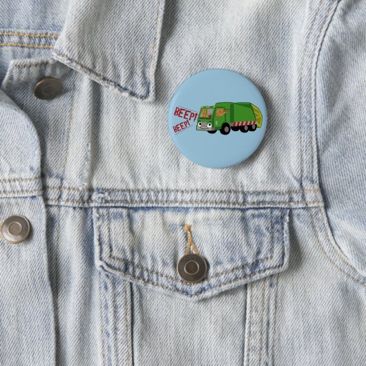 Badge Rond 5 Cm Des ours conduisant un camion-poubelle (En situation)