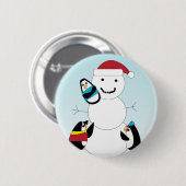 Badge Rond 5 Cm Des pingouins construisent un bouton de Snowman (Devant & derrière)
