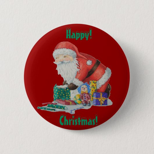 Badge Rond 5 Cm des sants enveloppant cadeaux et jouets pour noël (Devant)