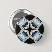 Badge Rond 5 Cm Design blanc foncé et bleu clair (Devant & derrière)