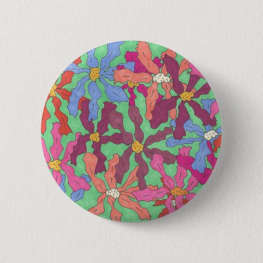 Badge Rond 5 Cm Design Boho Motif à fleurs rétro (Devant)