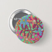 Badge Rond 5 Cm Design Boho Motif à fleurs rétro (Devant & derrière)