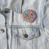 Badge Rond 5 Cm Design Boho Motif à fleurs rétro (En situation)