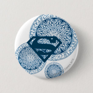 Badge Rond 5 Cm Design circulaire bleu supergirl