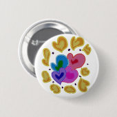 Badge Rond 5 Cm Design Coeur coloré (Devant & derrière)
