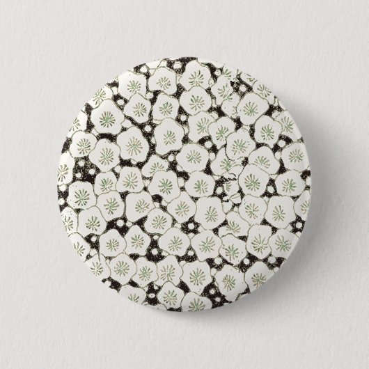 Badge Rond 5 Cm Design d'antiquité de la fleur blanche japonaise (Devant)