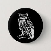 Badge Rond 5 Cm Design de Chouette noire et blanche (Devant)