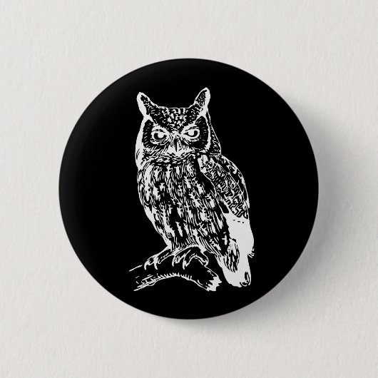 Badge Rond 5 Cm Design de Chouette noire et blanche (Devant)