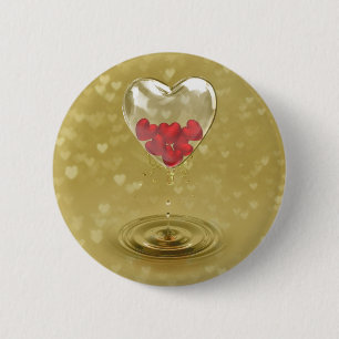 Badge Rond 5 Cm Design de coeur en verre romantique