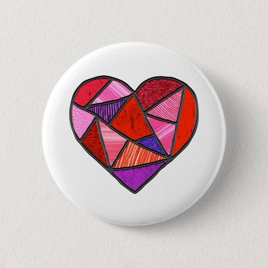 Badge Rond 5 Cm Design de coeur en verre tendu mosaïque attrape-so (Devant)