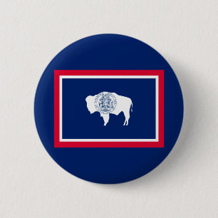 Badge Rond 5 Cm Design du drapeau d'état du Wyoming