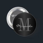 Badge Rond 5 Cm Design du monogramme | Noir, gris et blanc classiq<br><div class="desc">Monogramme / Épingle du bouton Nom. Remarque : Toutes les zones de modèle n'ont pas besoin d'être modifiées. 📌 Si vous avez besoin d'une personnalisation plus poussée, cliquez sur le bouton "Cliquez pour Customiser plus loin" ou "Customiser ou modifier la conception" et utilisez notre outil de conception pour redimensionner, faire...</div>