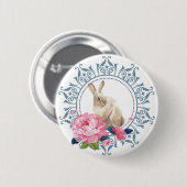 Badge Rond 5 Cm Design élégant de lapin de Pâques (Devant & derrière)