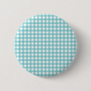 Badge Rond 5 Cm Design En vichy bleu et blanc