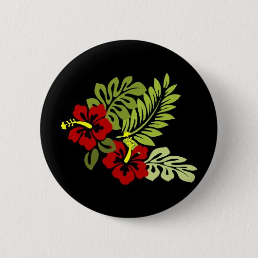 Badge Rond 5 Cm Design Hibiscus (Devant)