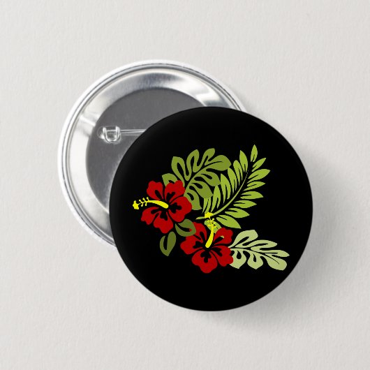 Badge Rond 5 Cm Design Hibiscus (Devant & derrière)