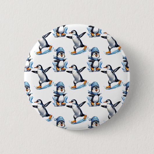 Badge Rond 5 Cm Design Motif de pingouins (Devant)