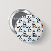 Badge Rond 5 Cm Design Motif de pingouins (Devant & derrière)