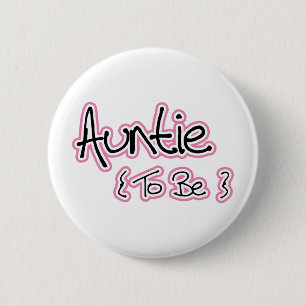 Badge Rond 5 Cm Design rose et noir pour les Aunts