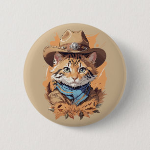 Badge Rond 5 Cm Design vintage Cowboy Kitten