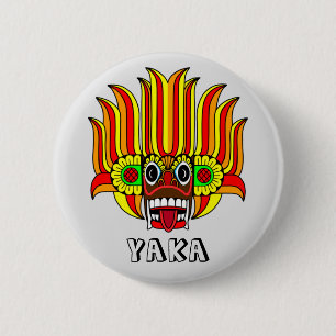 Badge Rond 5 Cm Design Yaka (diable du Sri Lanka)