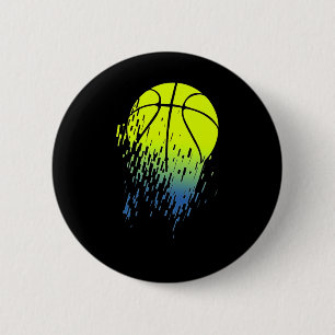 Badge Rond 5 Cm Désintégration du Neon Green Basketball Urbain Gra