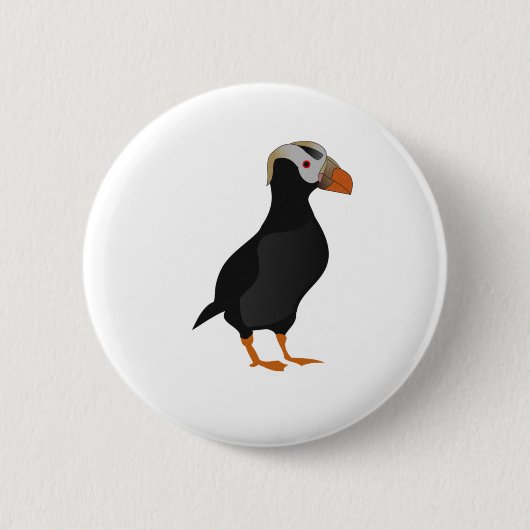 Badge Rond 5 Cm Dessin à carreaux de puffin dressé (Devant)