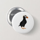 Badge Rond 5 Cm Dessin à carreaux de puffin dressé (Devant & derrière)