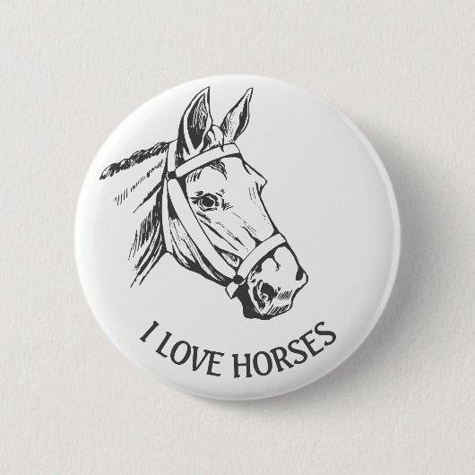 Badge Rond 5 Cm Dessin à tête de cheval avec harnais (Devant)