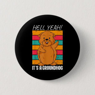 Badge Rond 5 Cm Dessin animé amusant de jour de la marmotte, nouve