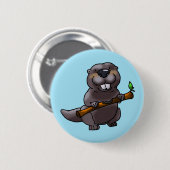 Badge Rond 5 Cm dessin animé de castor mignon (Devant & derrière)
