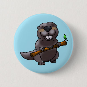 Badge Rond 5 Cm dessin animé de castor mignon
