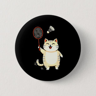 Badge Rond 5 Cm Dessin animé de chat de badminton, conception de c