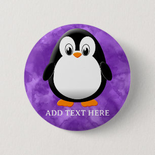 Badge Rond 5 Cm Dessin animé de pingouin mignon personnalisé aquar