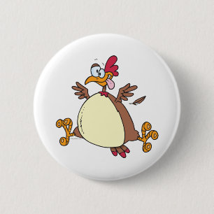 Badge Rond 5 Cm dessin animé de poule folle